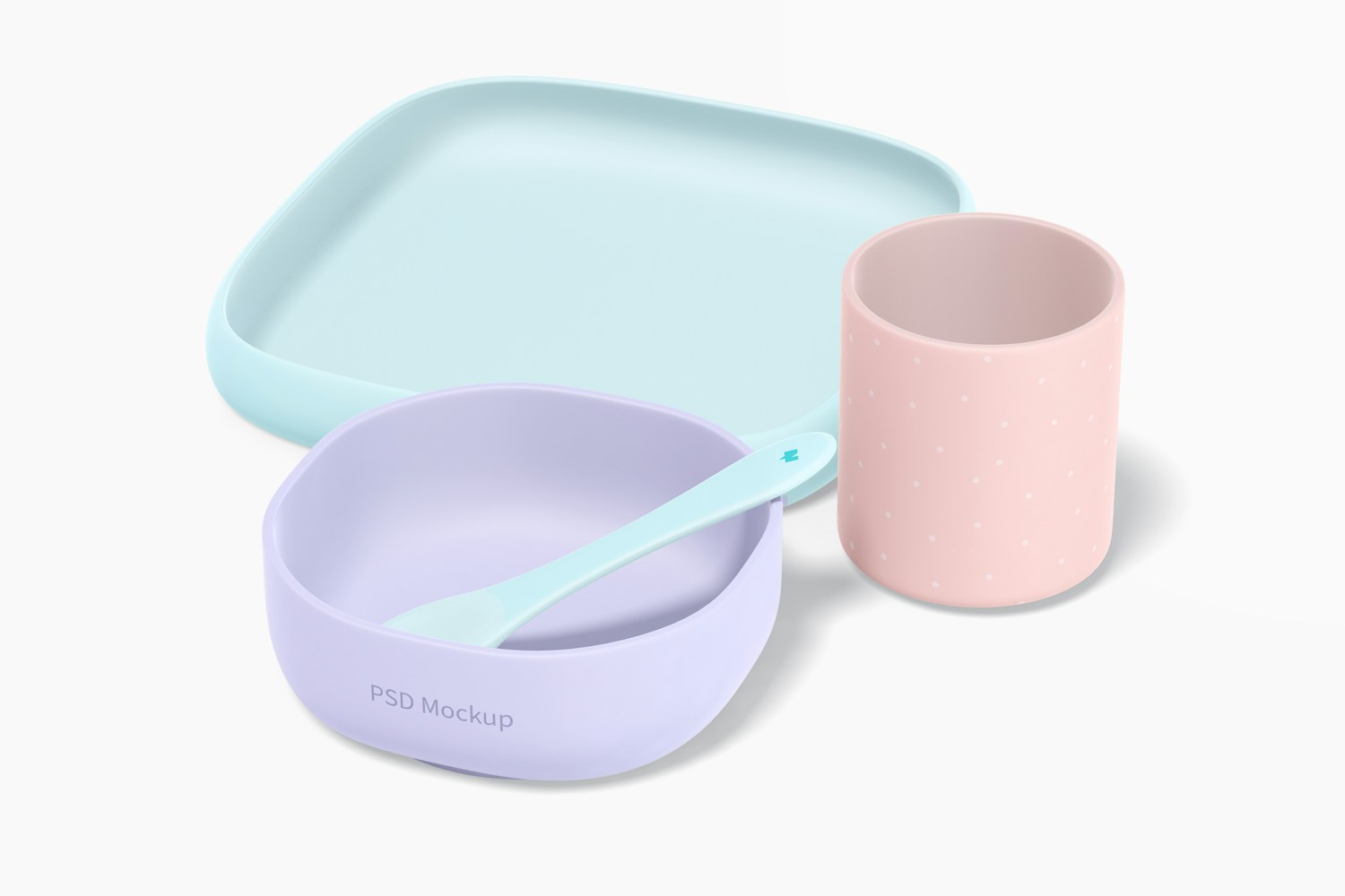Baby Silicone Crockery Kit Mockup, Right View