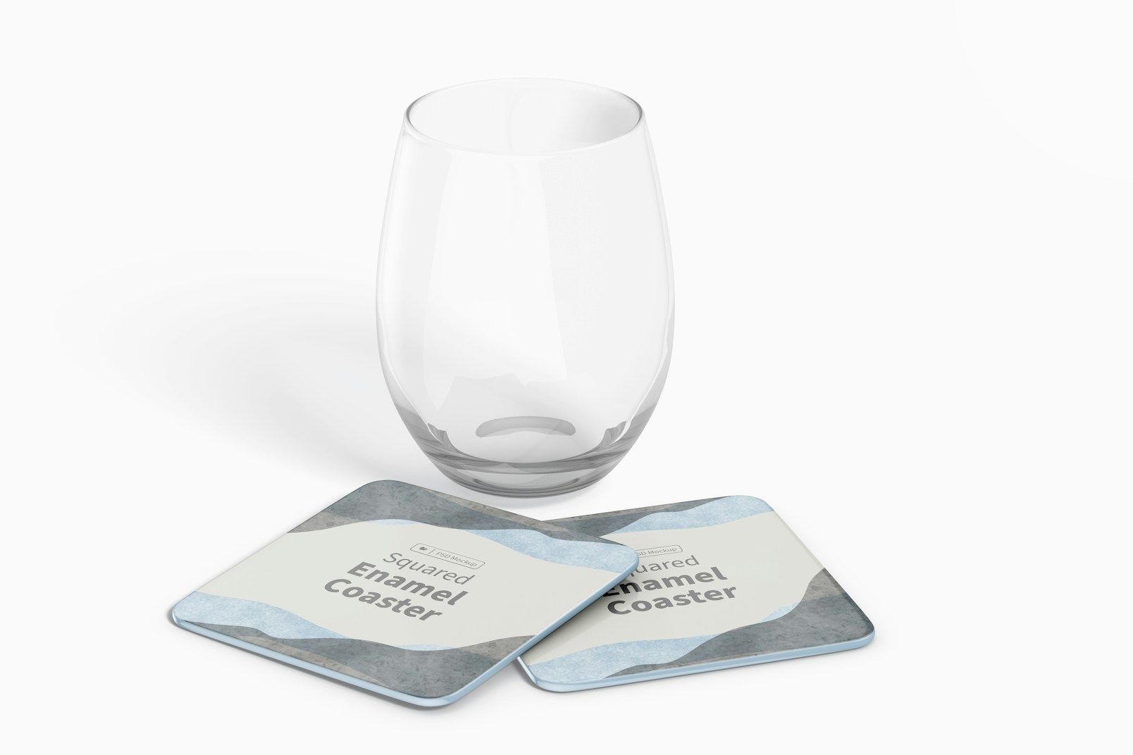 Squared Enamel Coasters Mockup, Front View