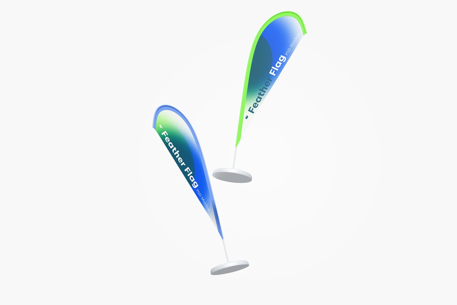 Feather Flag Banners Mockup, Floating
