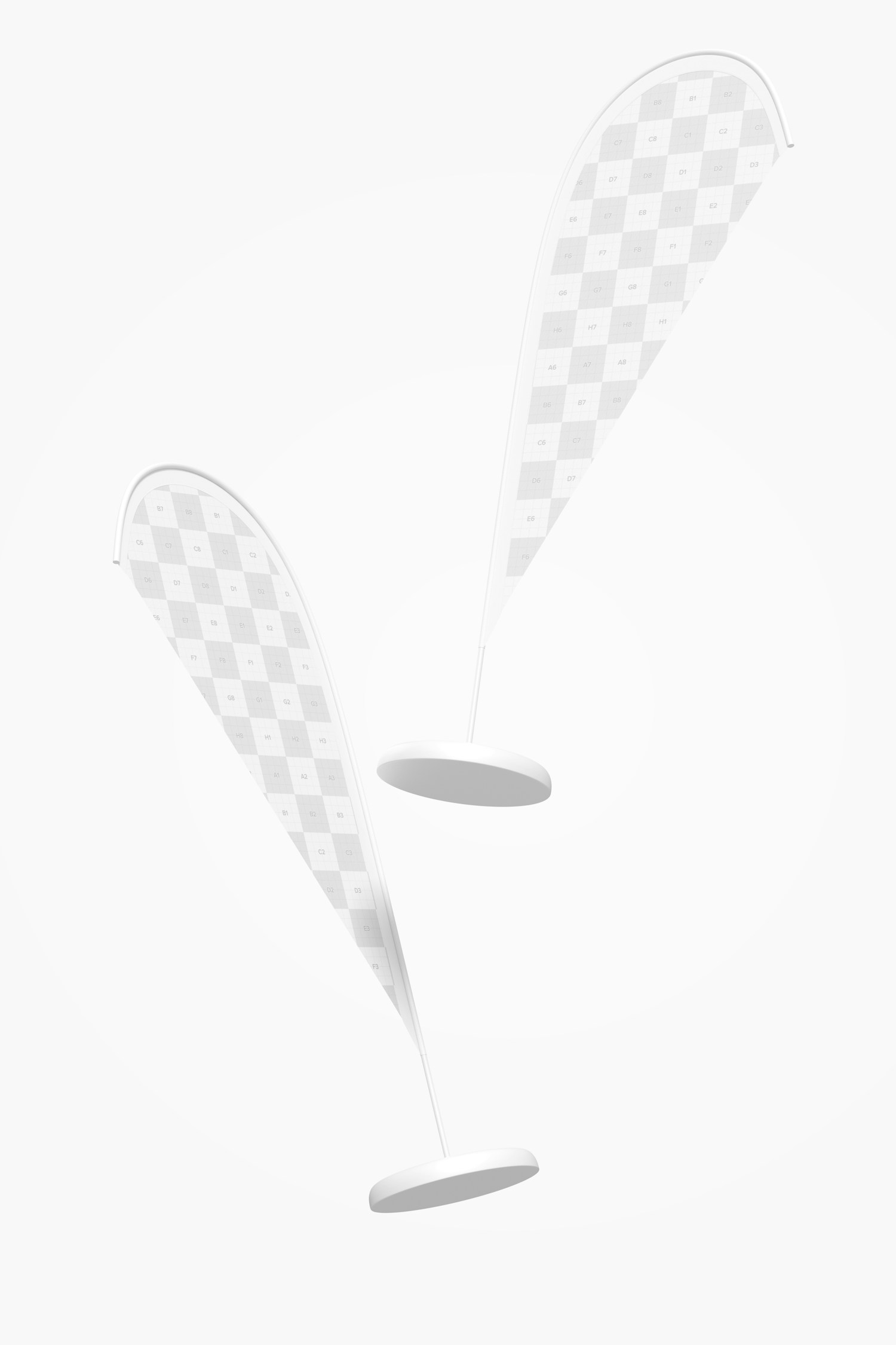 Feather Flag Banners Mockup, Floating
