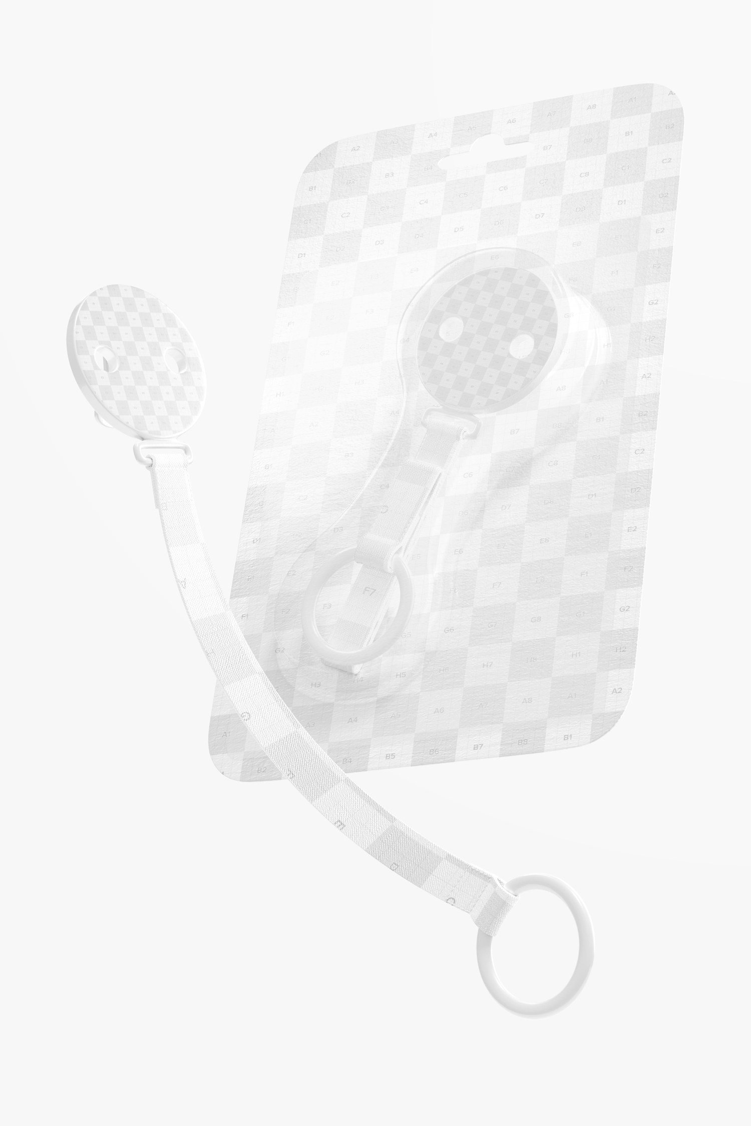 Baby Pacifier Holder Blister Mockup, Floating Baby Pacifier Holder Blister Mockup, Floating