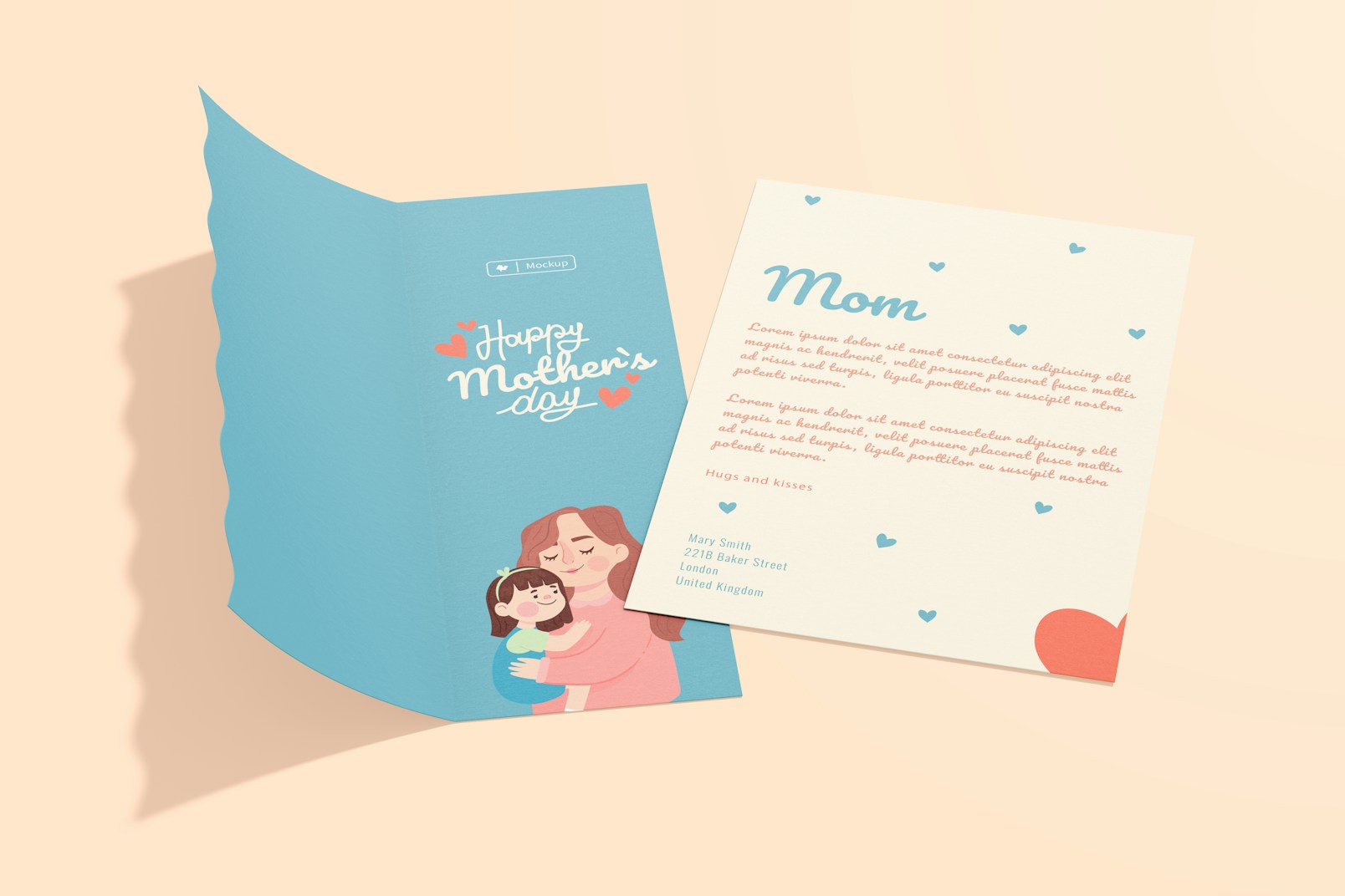 Mother’s Day Greeting Cards Mockup, Opened