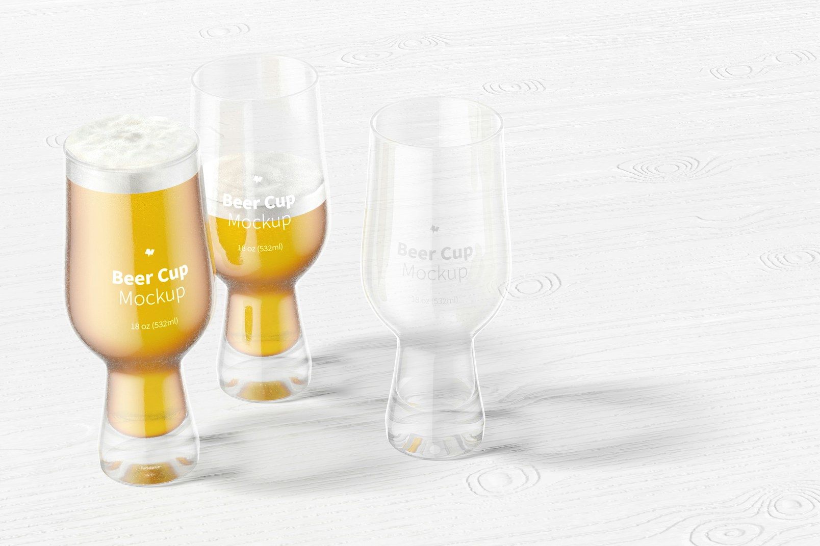 18 oz Glass Beer Cups Mockup, Perspective