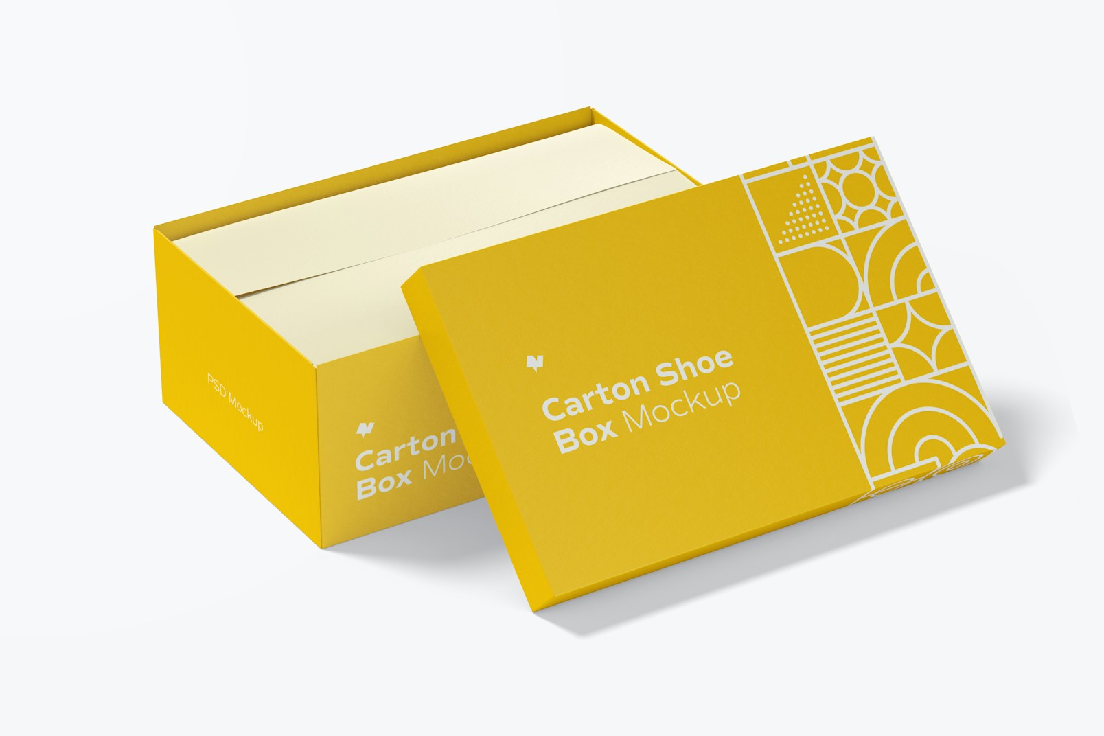 Carton Shoe Box Mockup, Opened