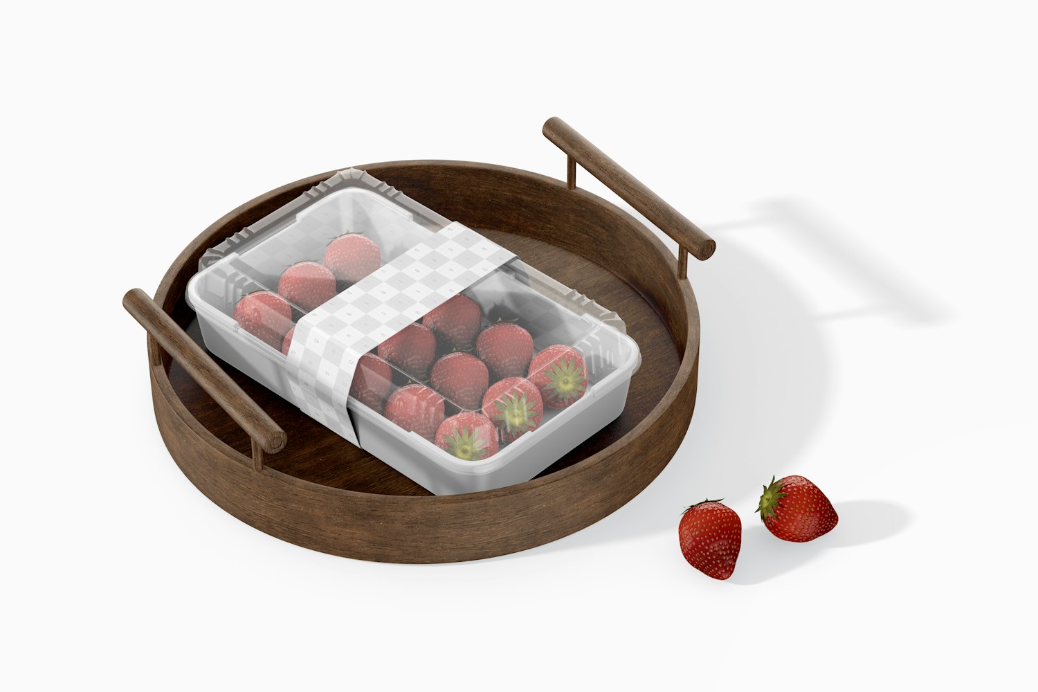 Fruit Container with Label Mockup, on Tray
