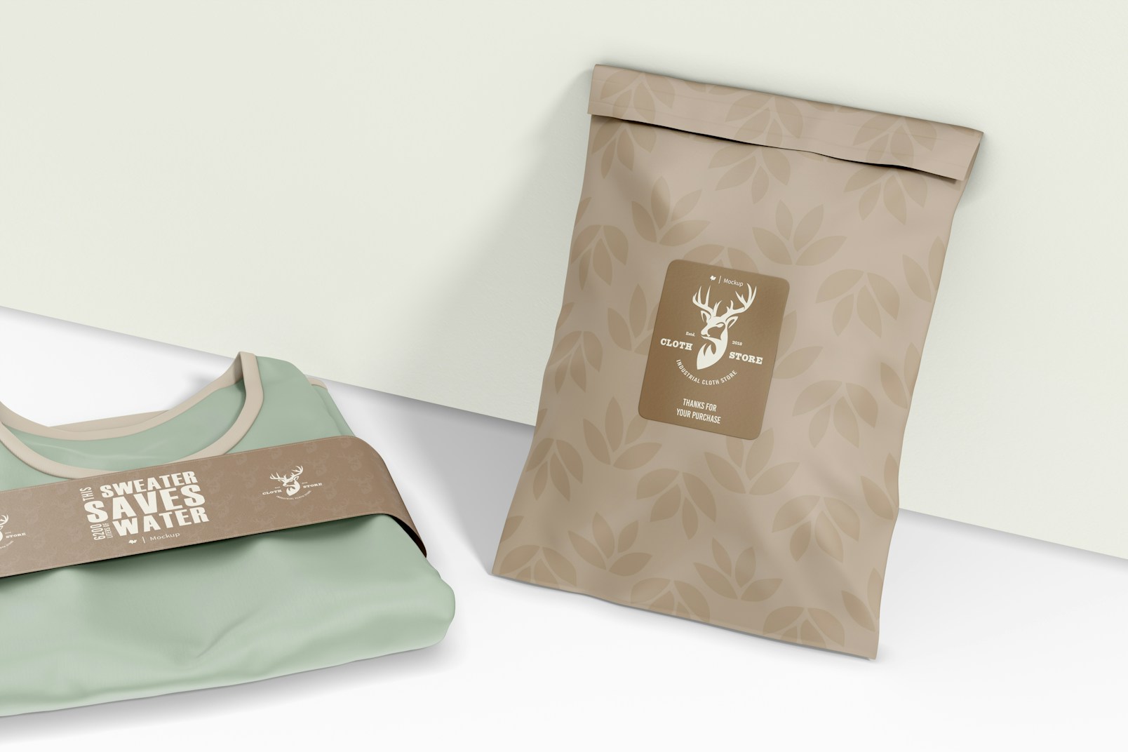 Plastic Mailing Bags Mockup, Standing and Dropped
