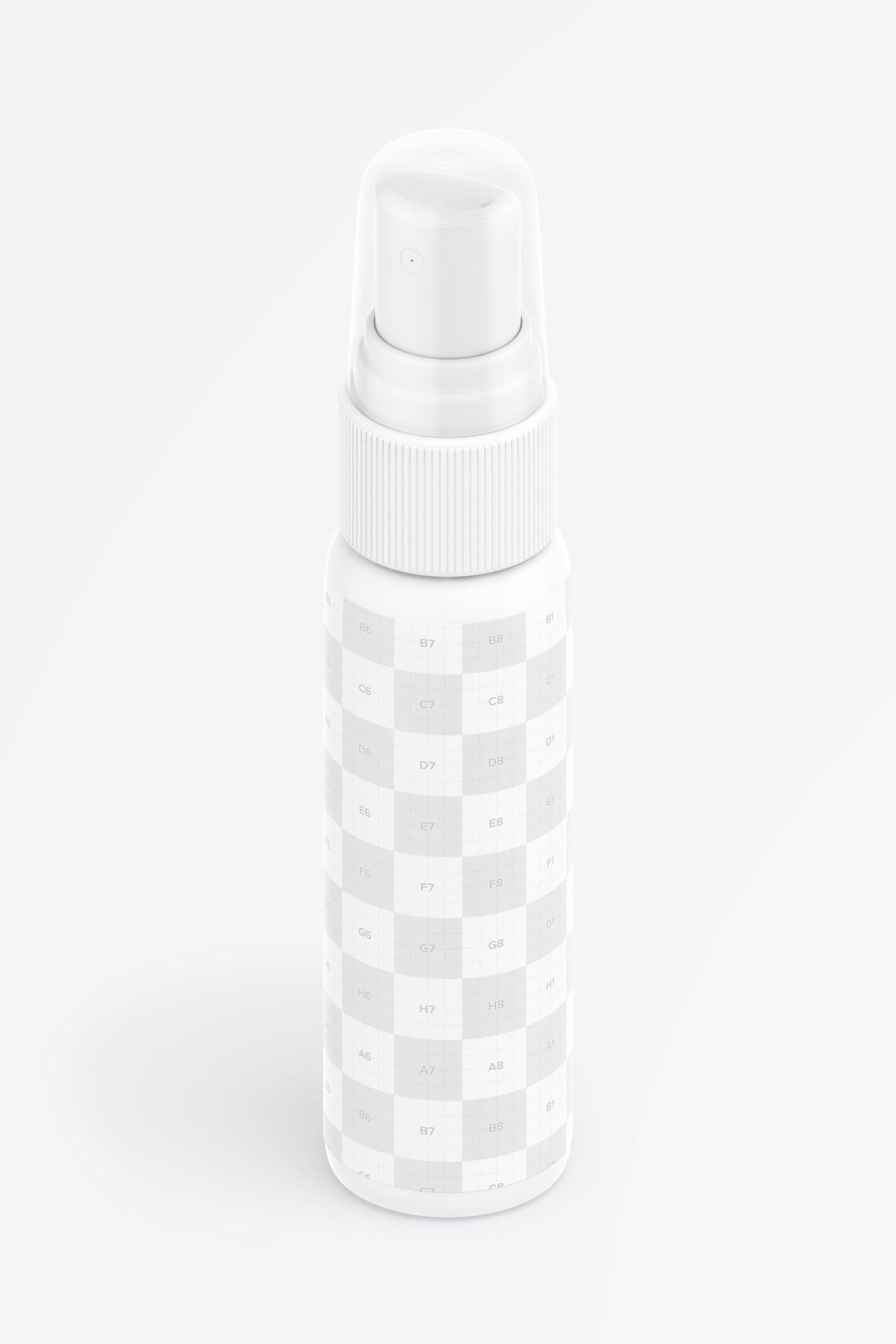 1 oz Spray PET Bottle Mockup, Isometric View