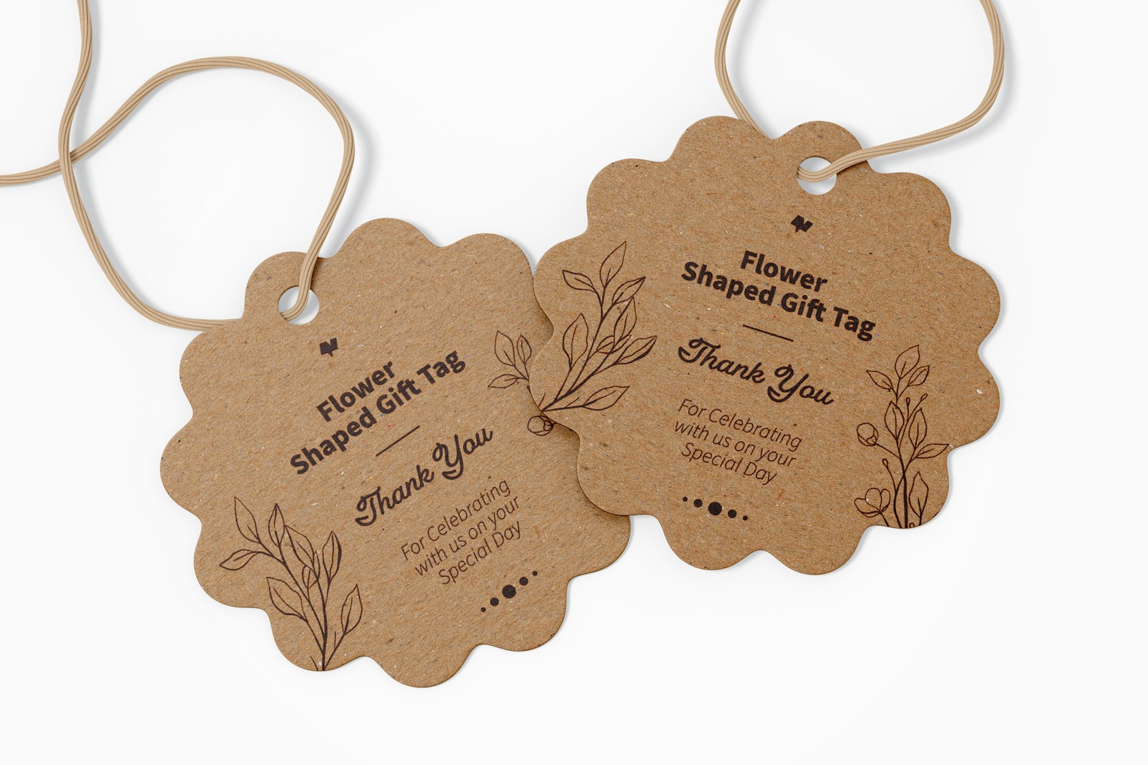 Flower Shaped Gift Tags Mockup
