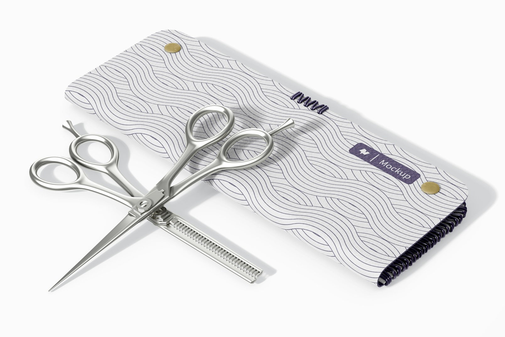 Hair Scissors With Case Mockup, Perspective
