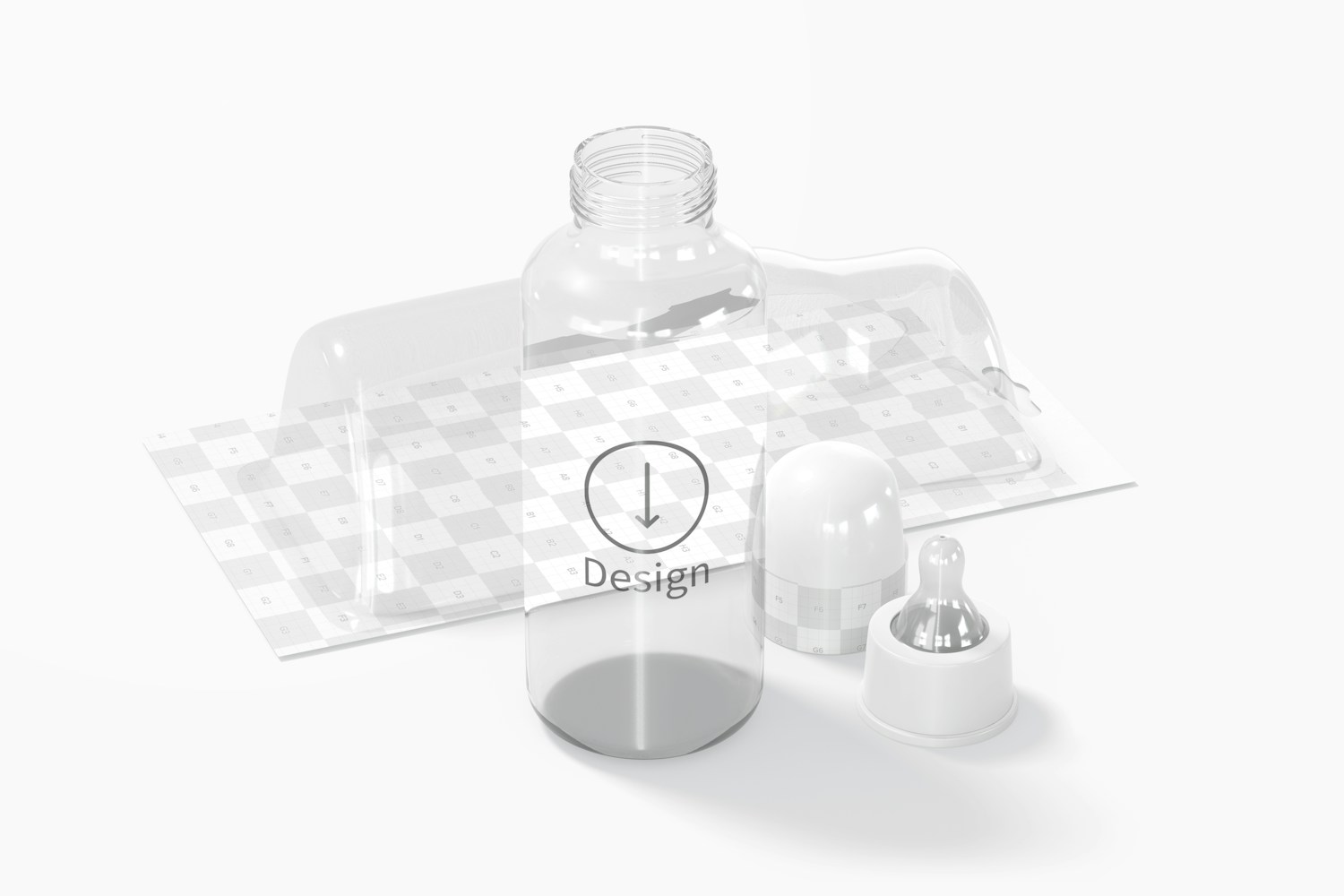 Baby Milk Bottle Mockup With Blister Baby Milk Bottle Mockup With Blister