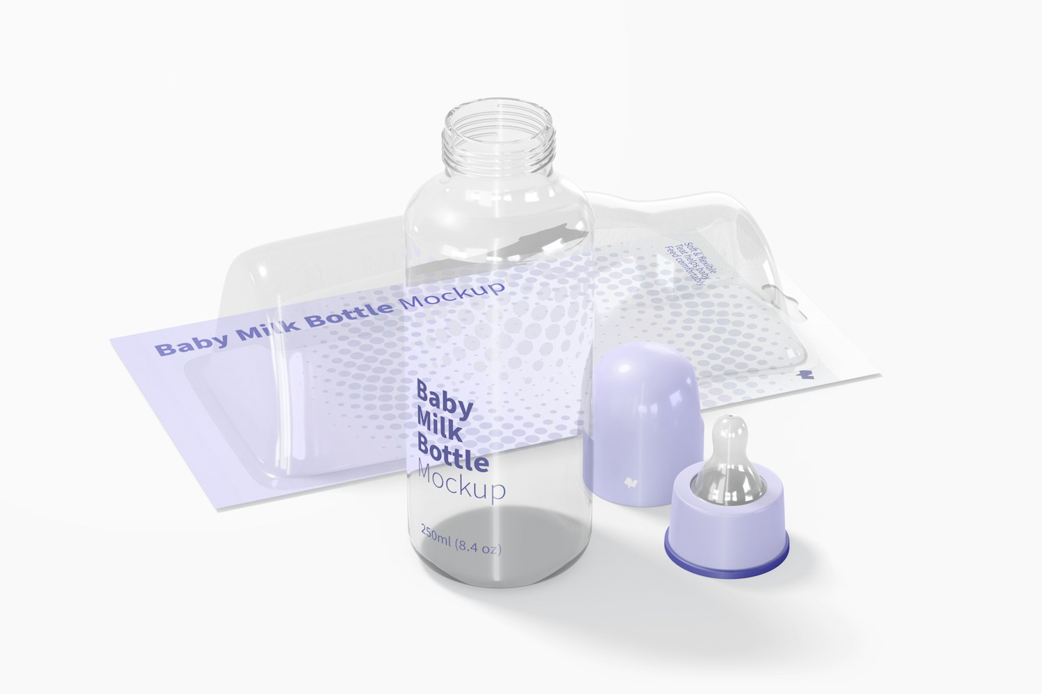 Baby Milk Bottle Mockup With Blister Baby Milk Bottle Mockup With Blister