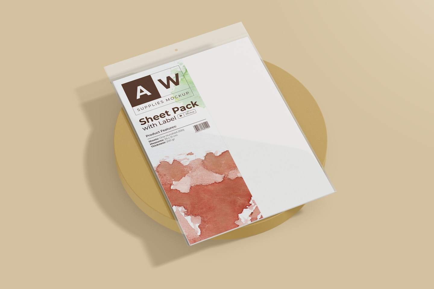 Sheet Pack with Label Mockup, Perspective