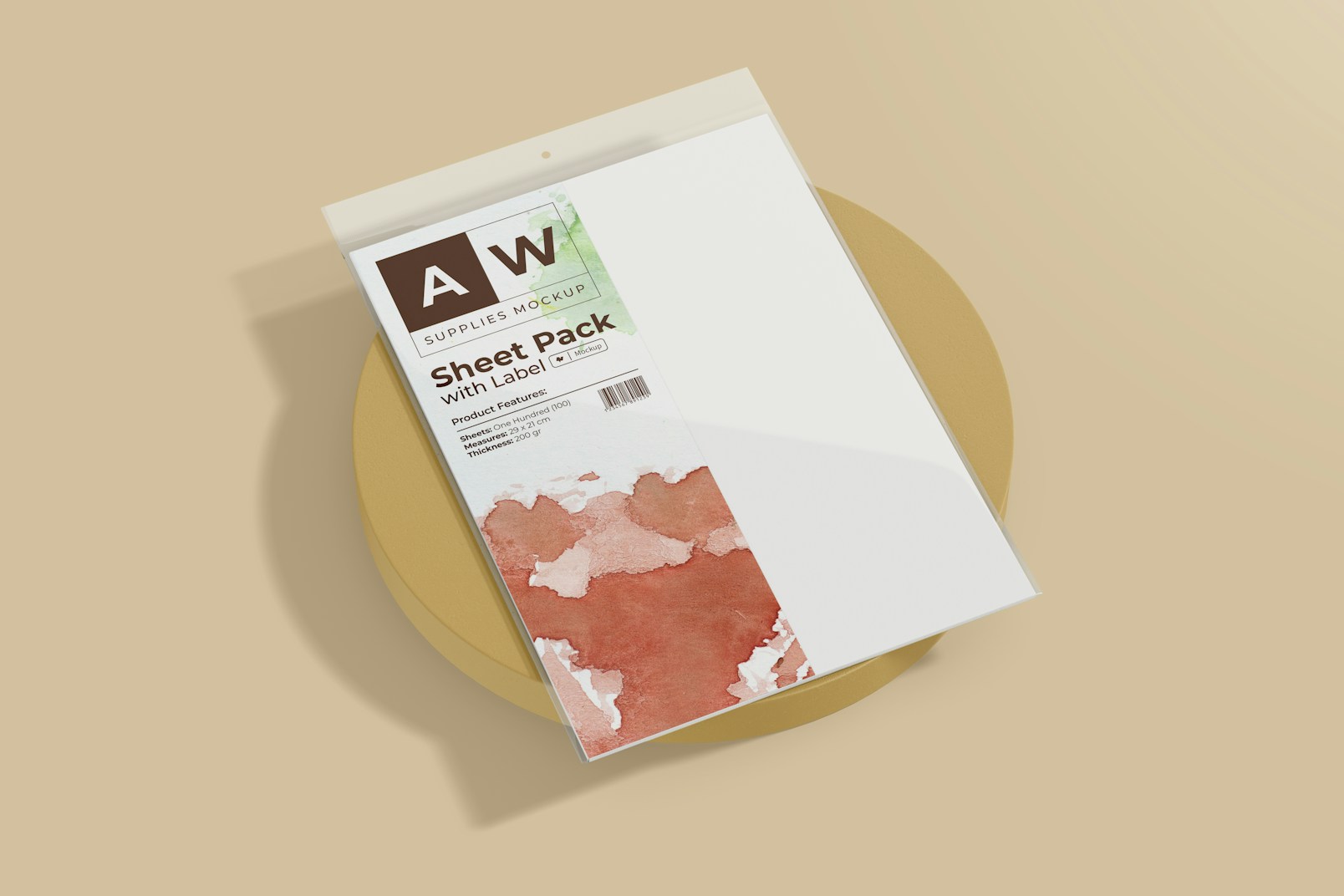 Sheet Pack with Label Mockup, Perspective