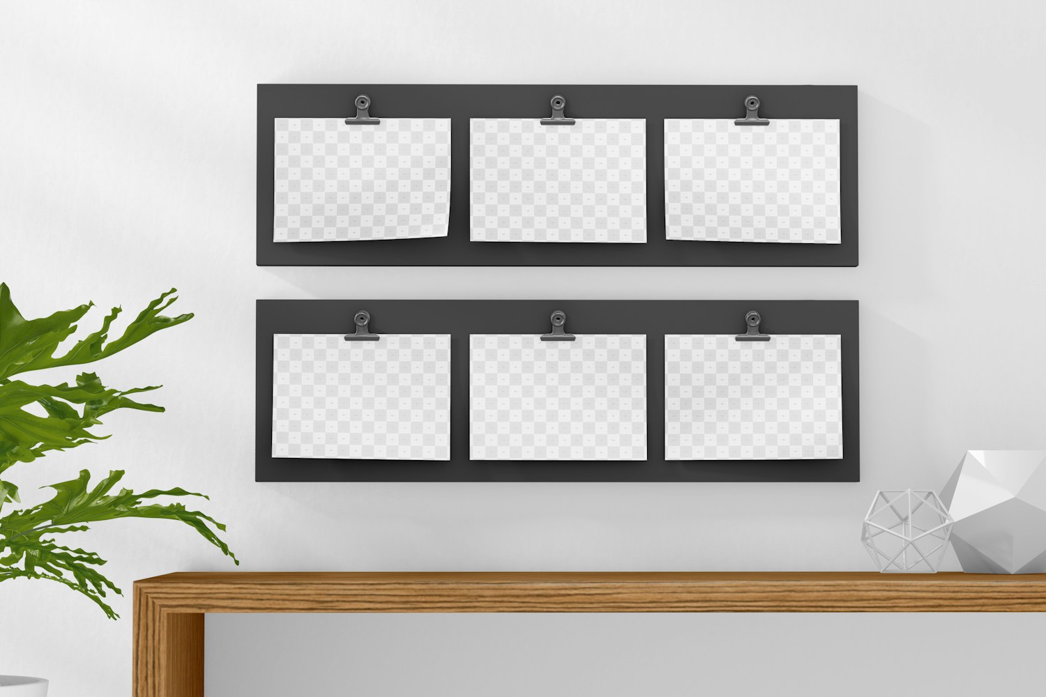 Multiple Rustic Photo Boards Mockup, Front View