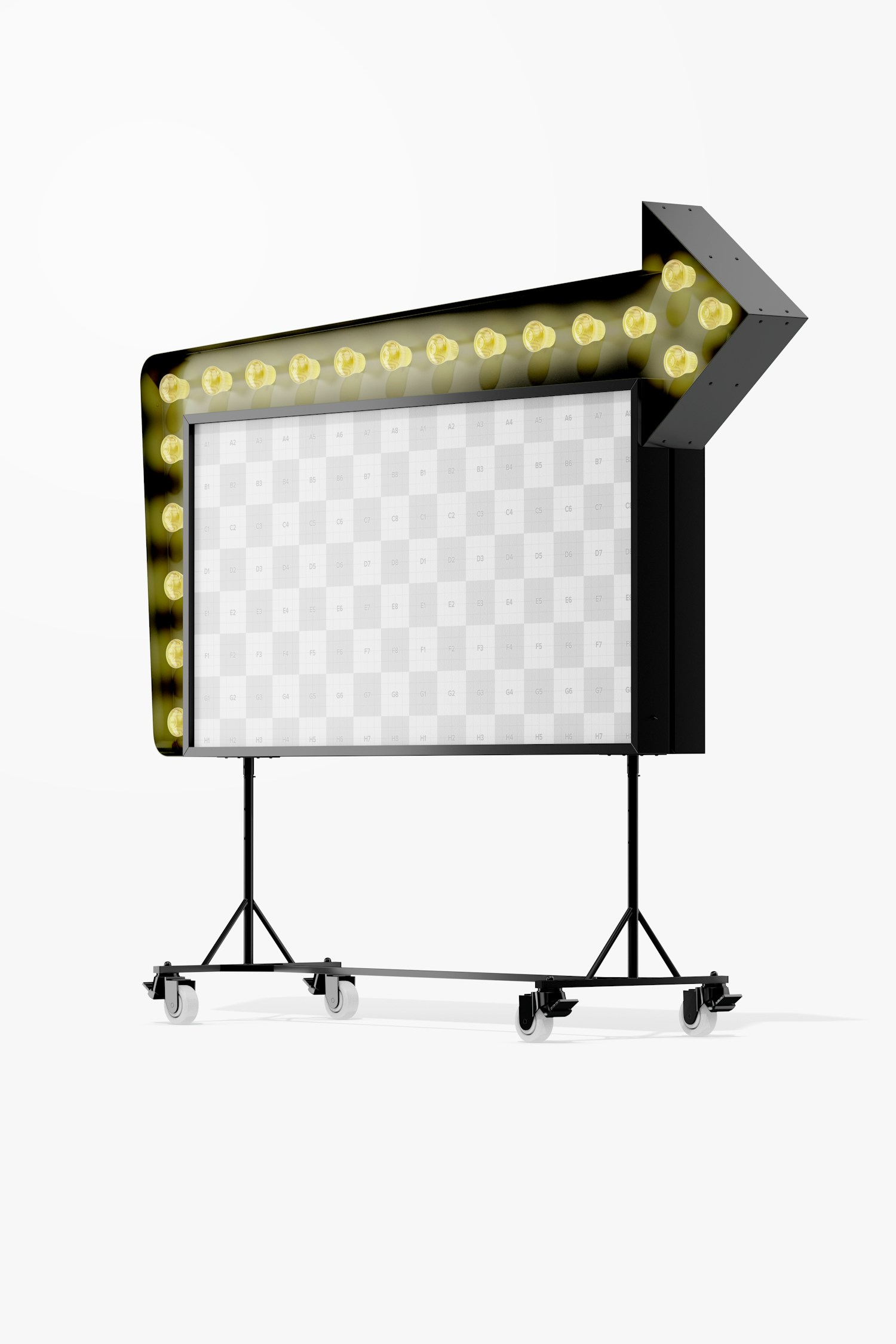 LED Movie Sign Mockup, Perspective