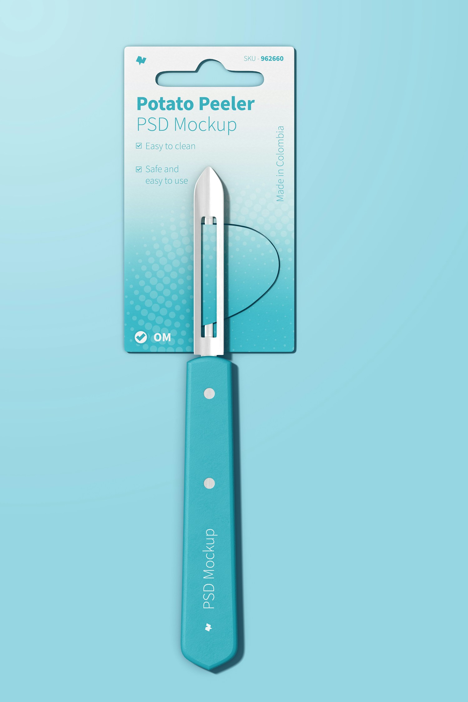 Potato Peeler Mockup, Front View Potato Peeler Mockup, Front View