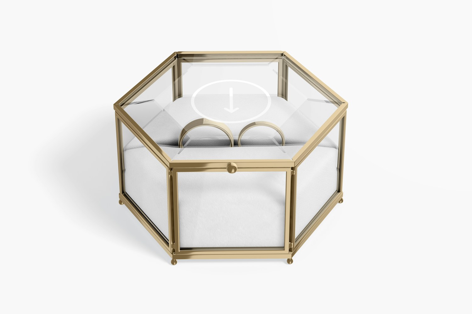 Hexagonal Clear Ring Boxes Mockup, Front and Back