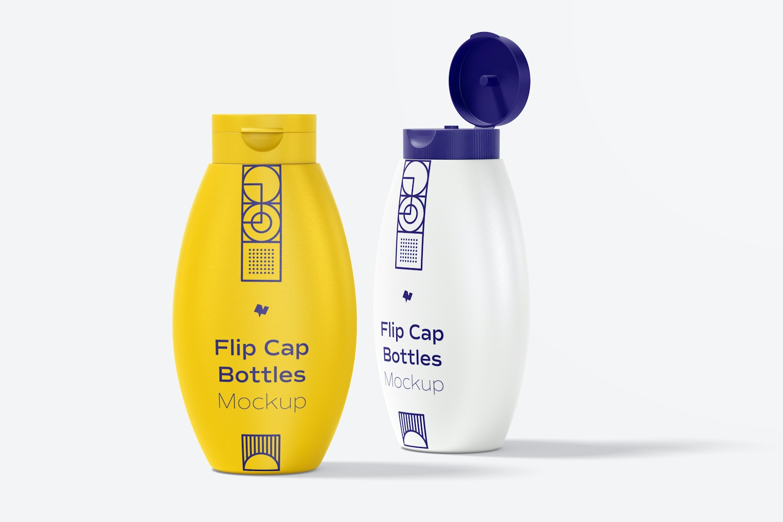 Flip Cap Bottles Mockup, Opened and Closed