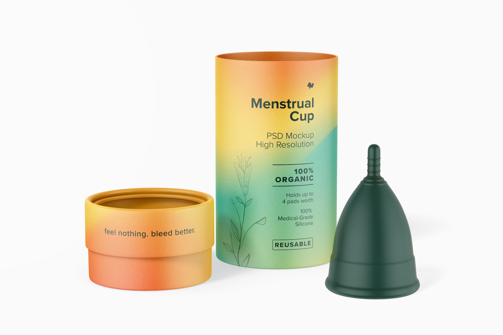 Menstrual Cup with Cardboard Packaging Mockup