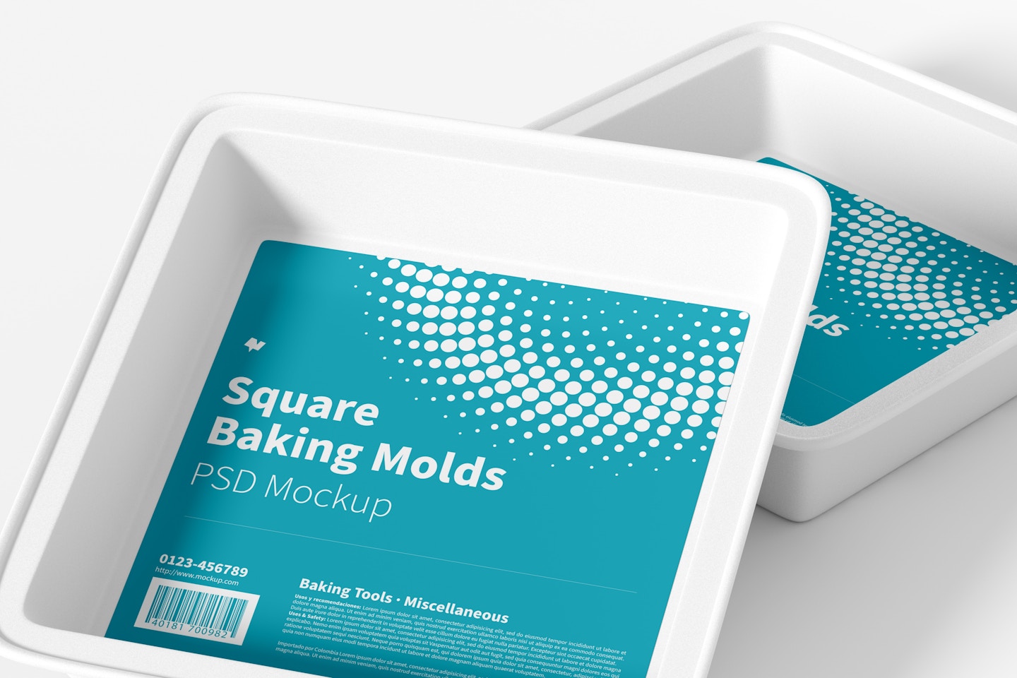 Square Baking Molds Mockup, Close Up