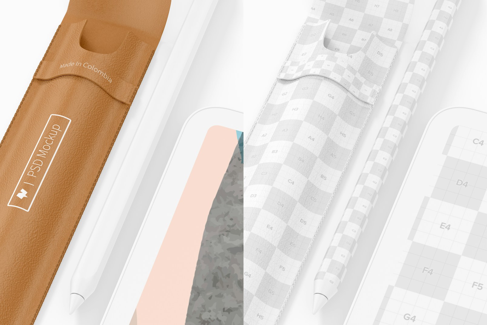 Leather Case for Apple Pencil Mockup, Close Up