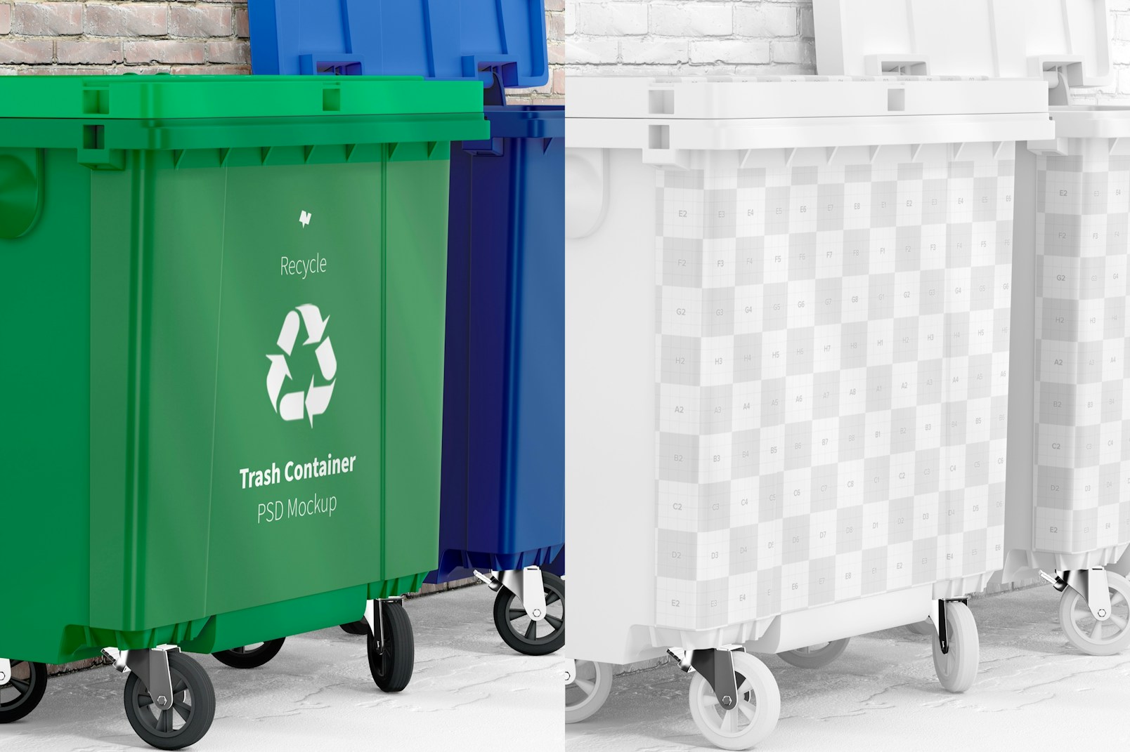 Trash Container Mockup, Close Up