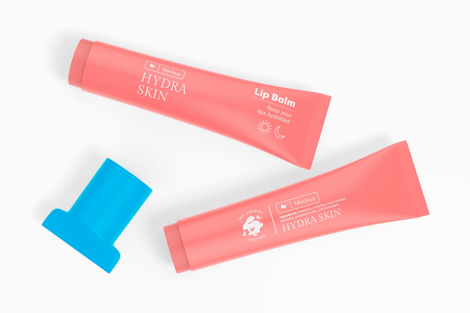 Lip Balms on Paper Tube Mockup, Opened and Closed