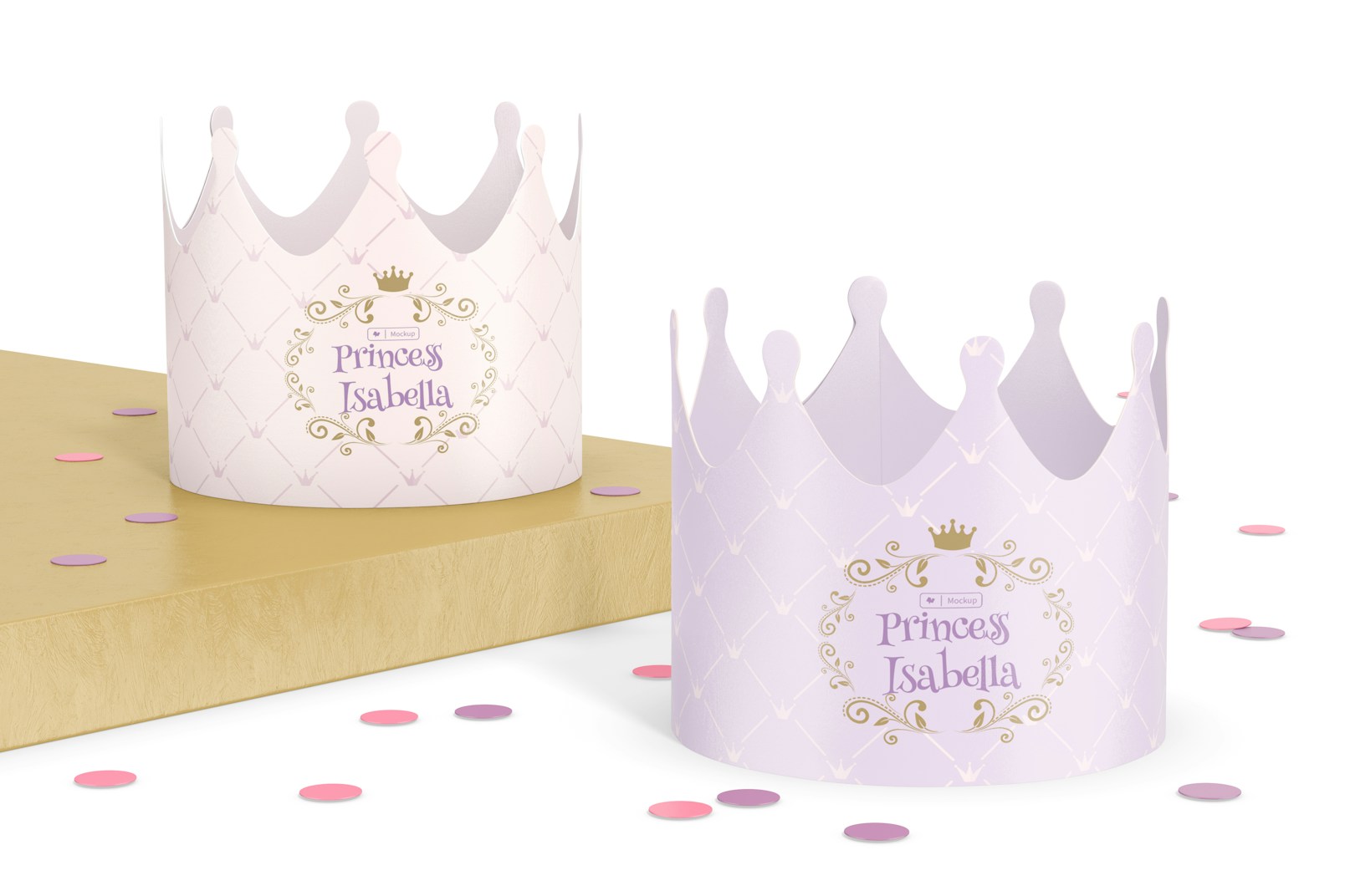 Princess Crown Mockup, with Confetti
