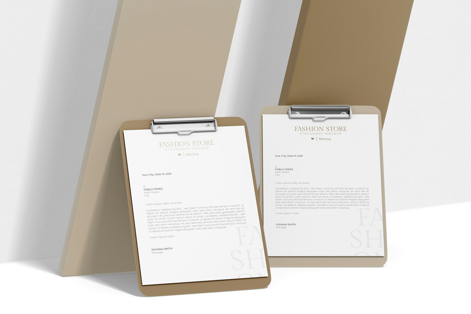 Store Clipboards Mockup, Leaned