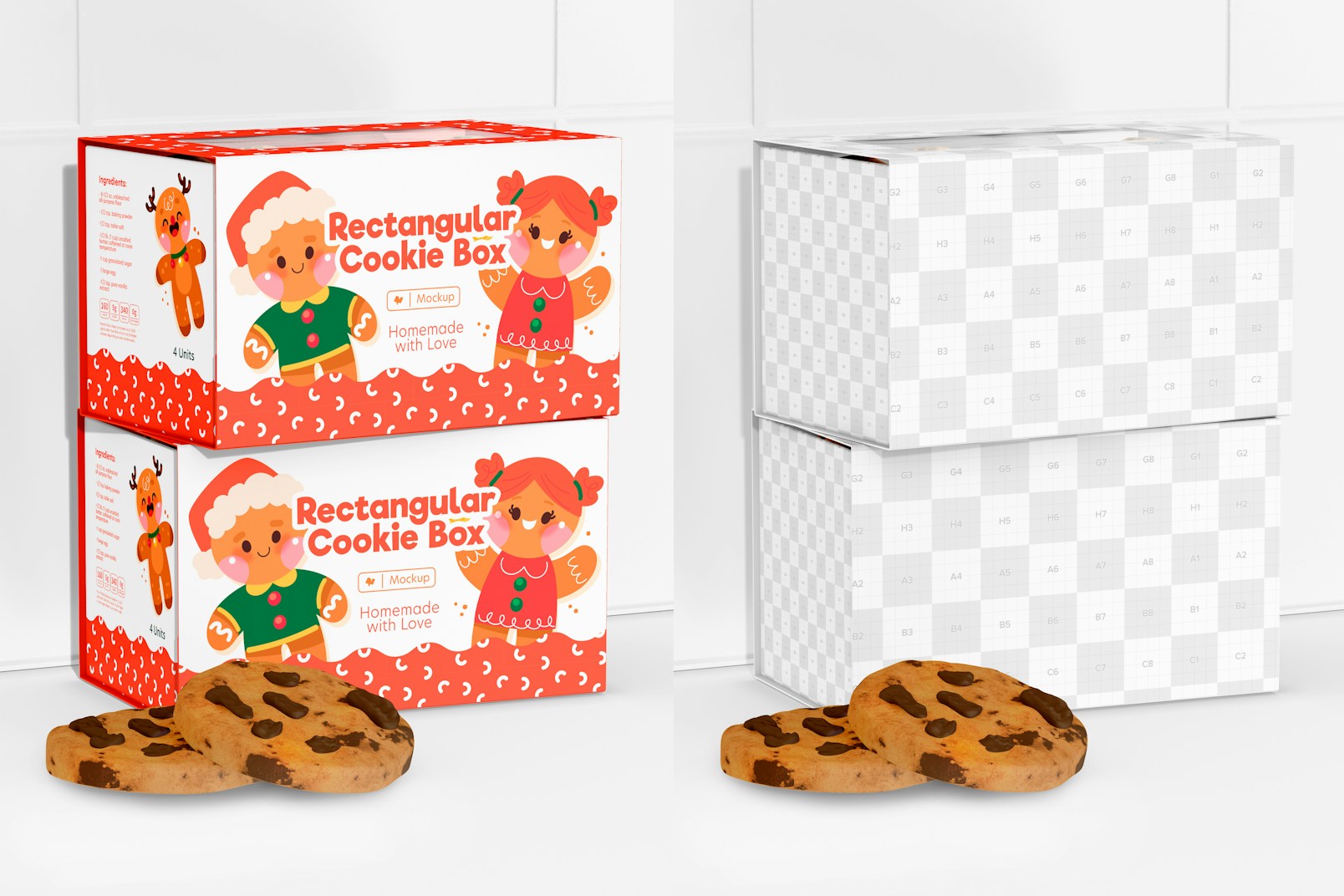 Rectangular Cookie Boxes Mockup