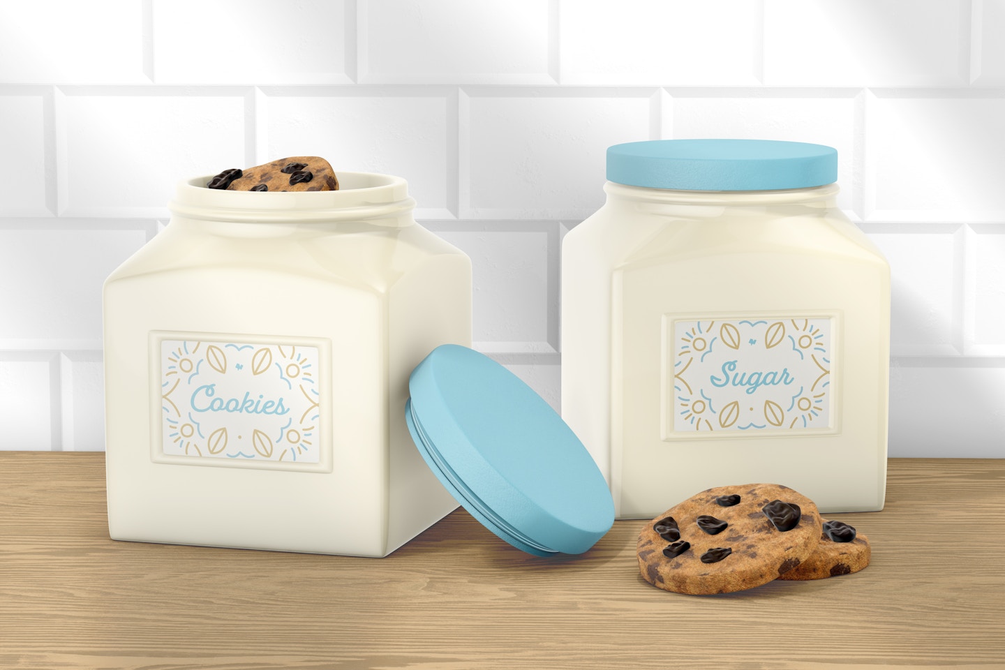 Square Ceramic Canisters Mockup