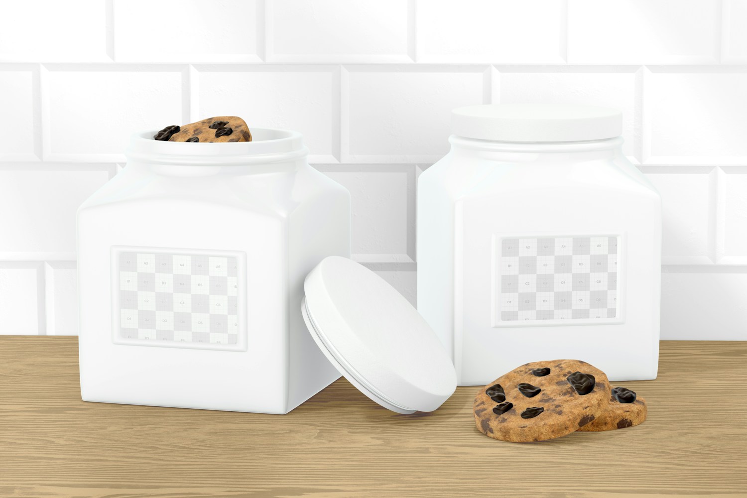 Square Ceramic Canisters Mockup Square Ceramic Canisters Mockup