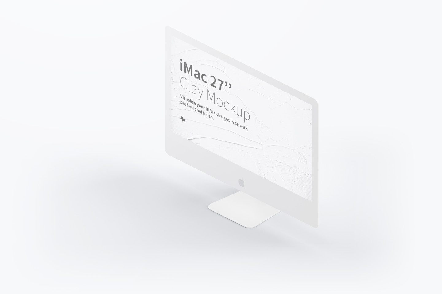 Clay iMac 27” Mockup, Isometric Right View