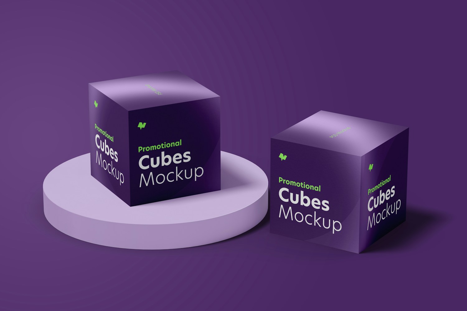 Promotional Cubes Display Mockup, Perspective