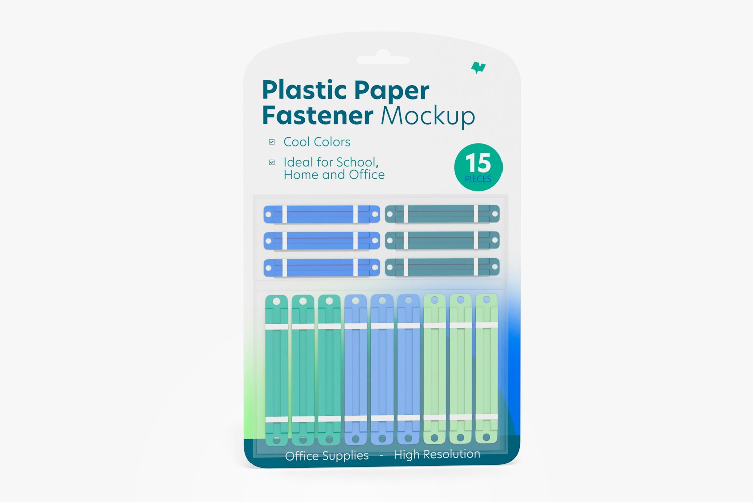 Plastic Paper Fastener Blister Mockup, Front View Plastic Paper Fastener Blister Mockup, Front View