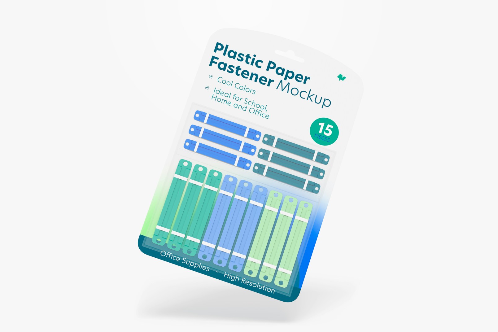 Plastic Paper Fastener Blister Mockup, Floating