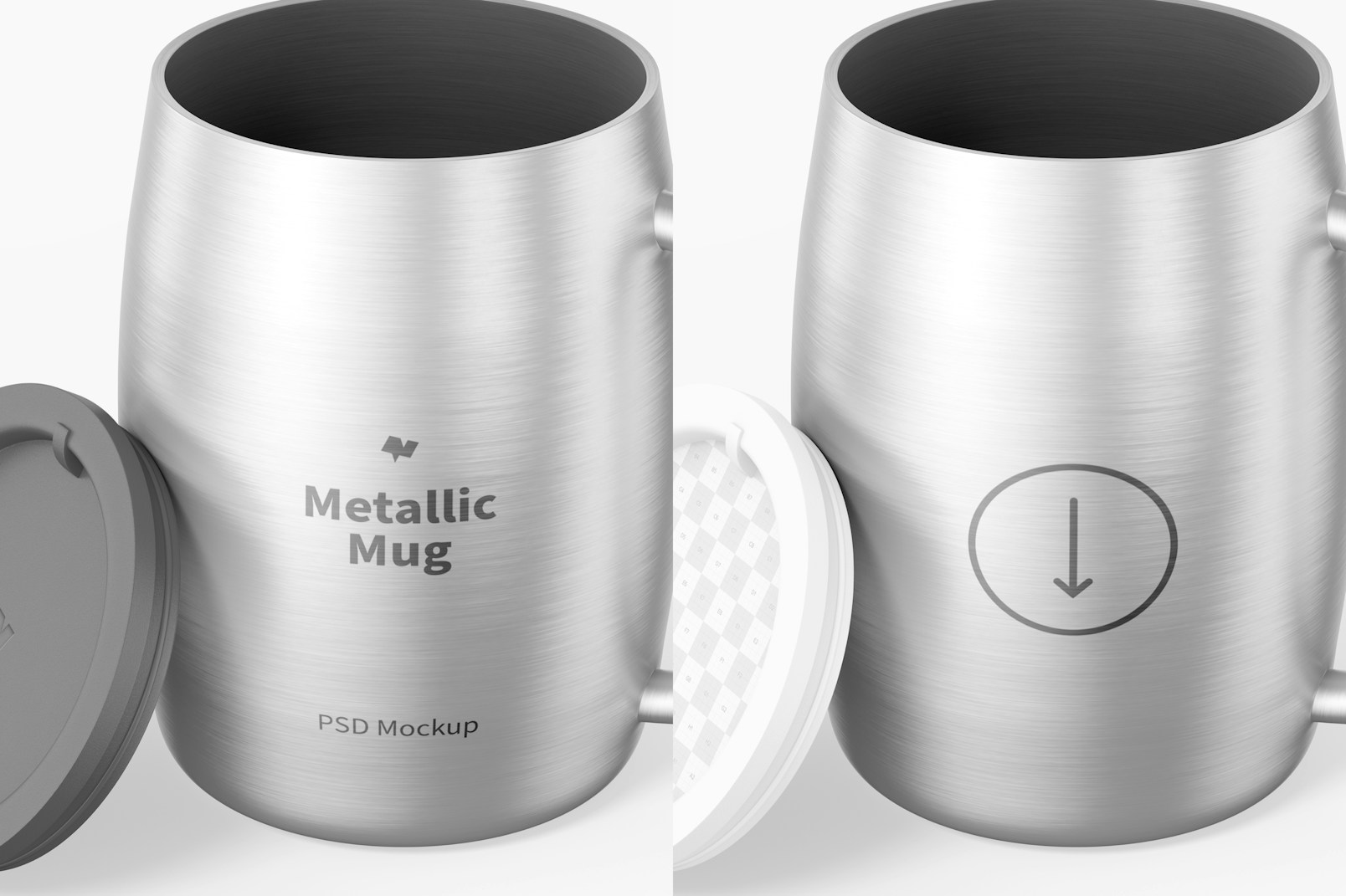 Metallic Mug with Lid Mockup, Close Up