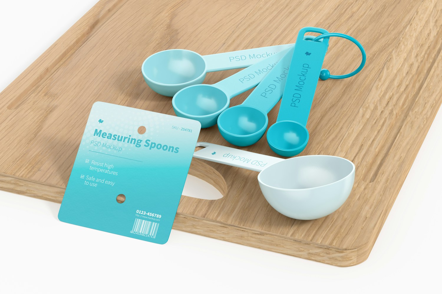 Measuring Spoons Set Mockup, Perspective View 02