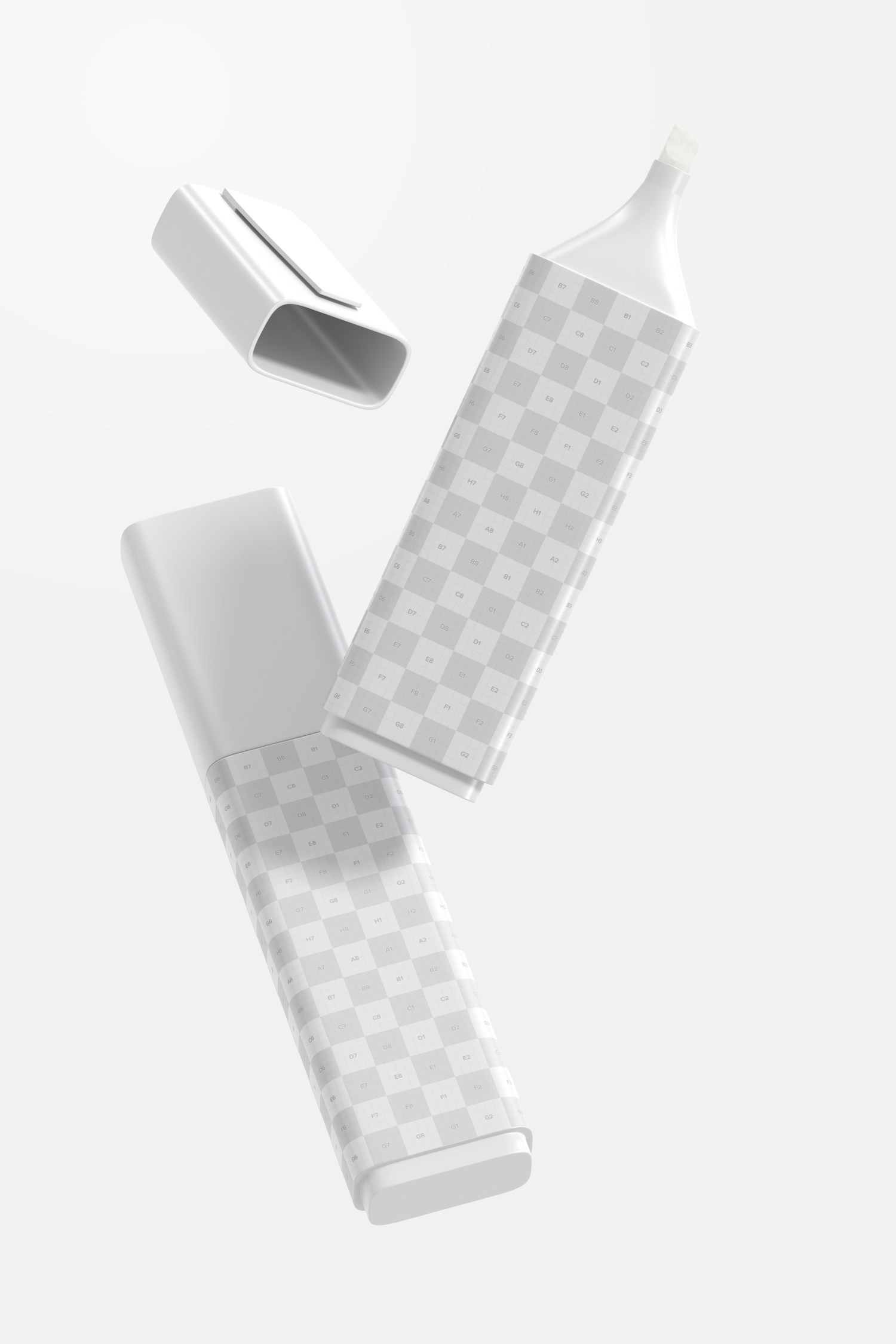 Highlighter Pens Mockup, Floating Highlighter Pens Mockup, Floating
