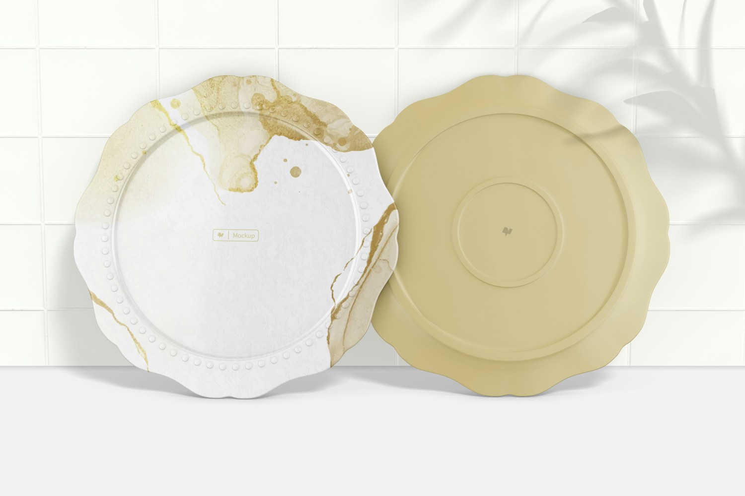 Retro Flower Plates Mockup Retro Flower Plates Mockup