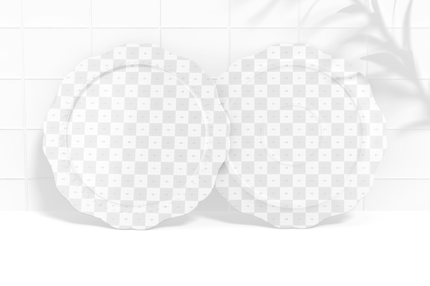 Retro Flower Plates Mockup Retro Flower Plates Mockup
