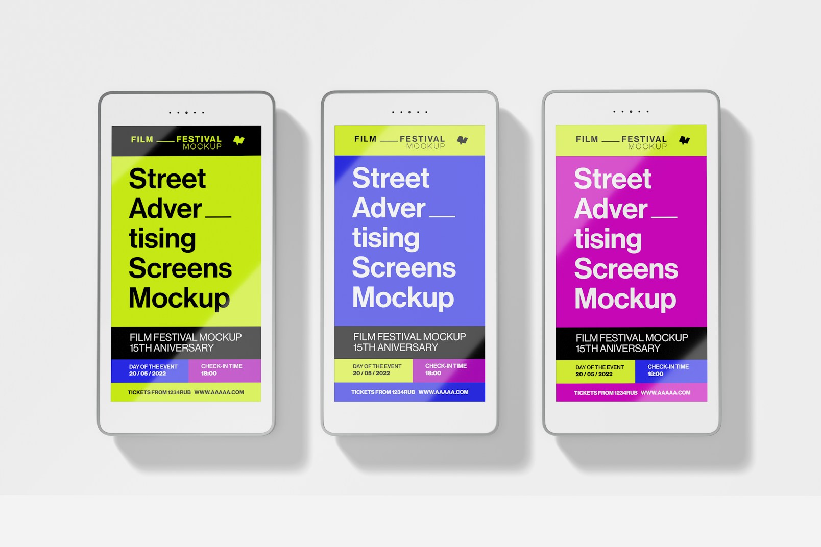 Street Advertising Screens Mockup, Front View