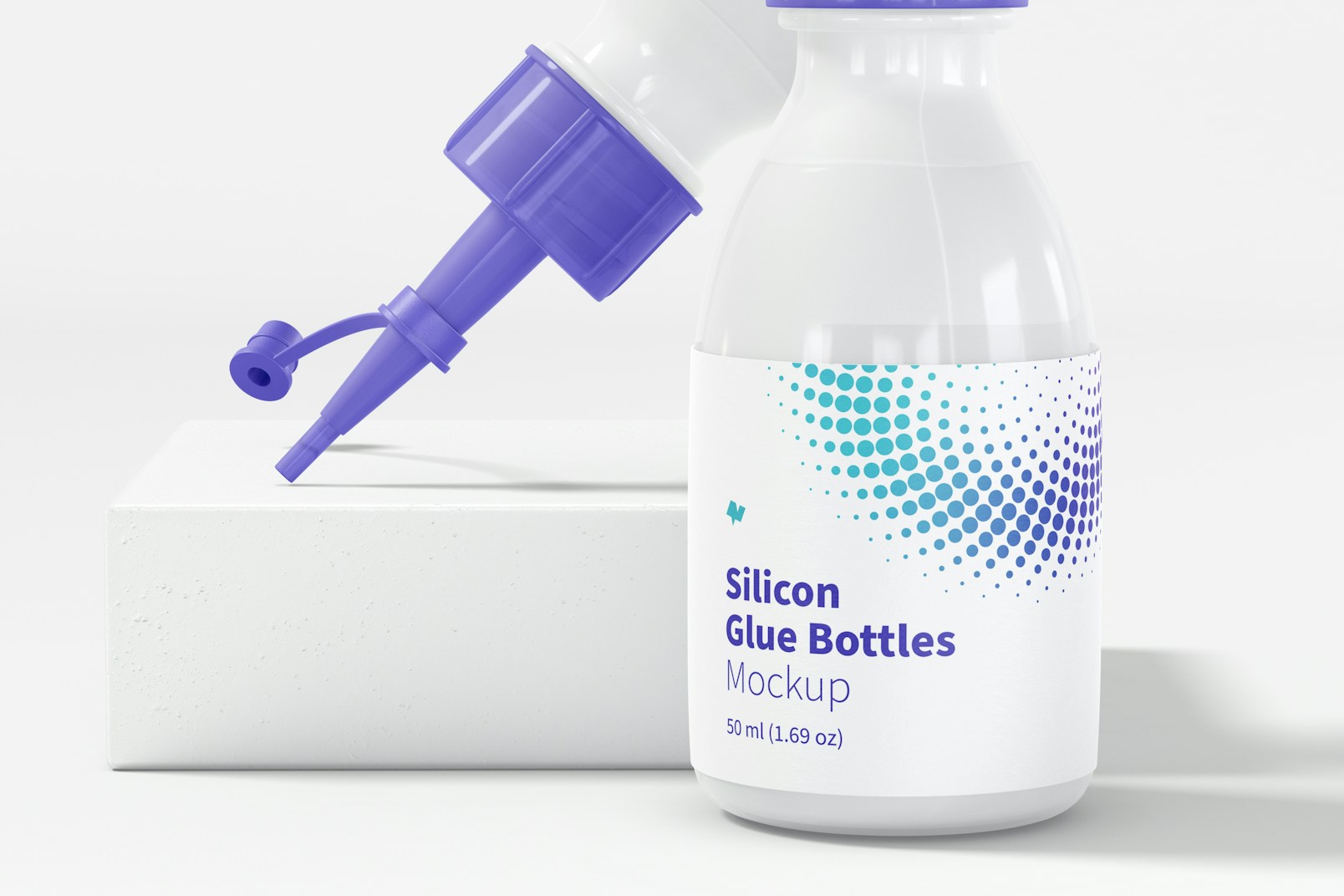 Silicon Glue Bottles Mockup, Close Up