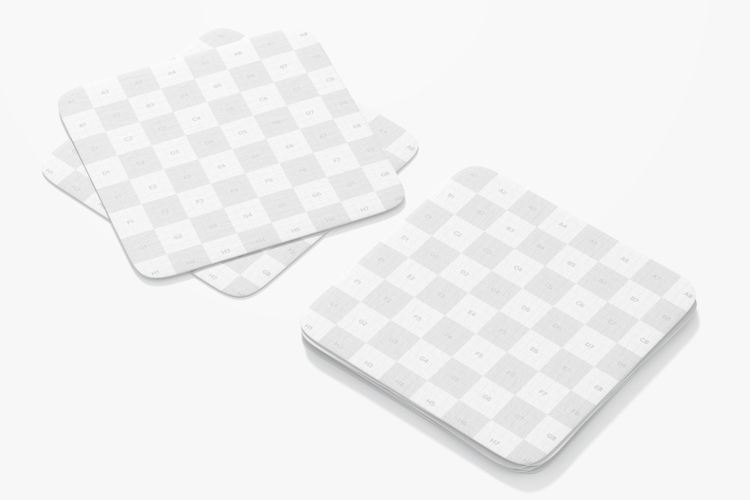 Square Paper Coasters Mockup, Stacked