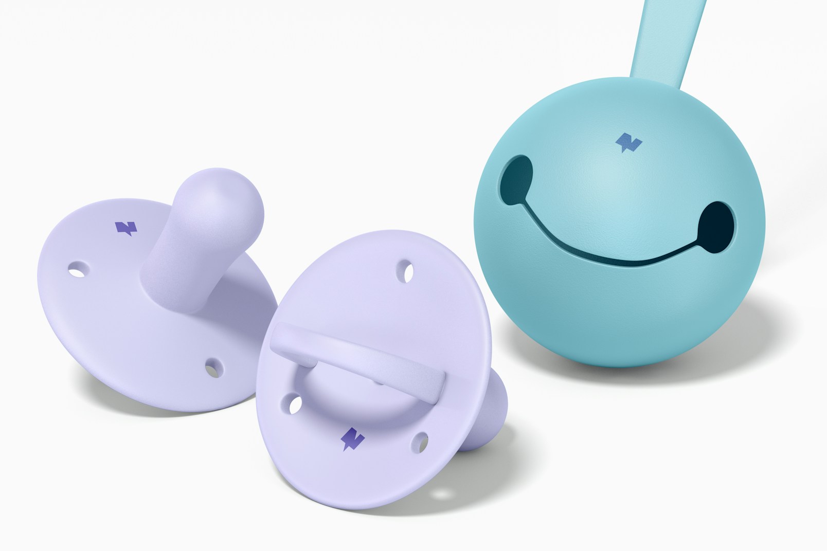 Silicone Baby Pacifiers with Case Mockup