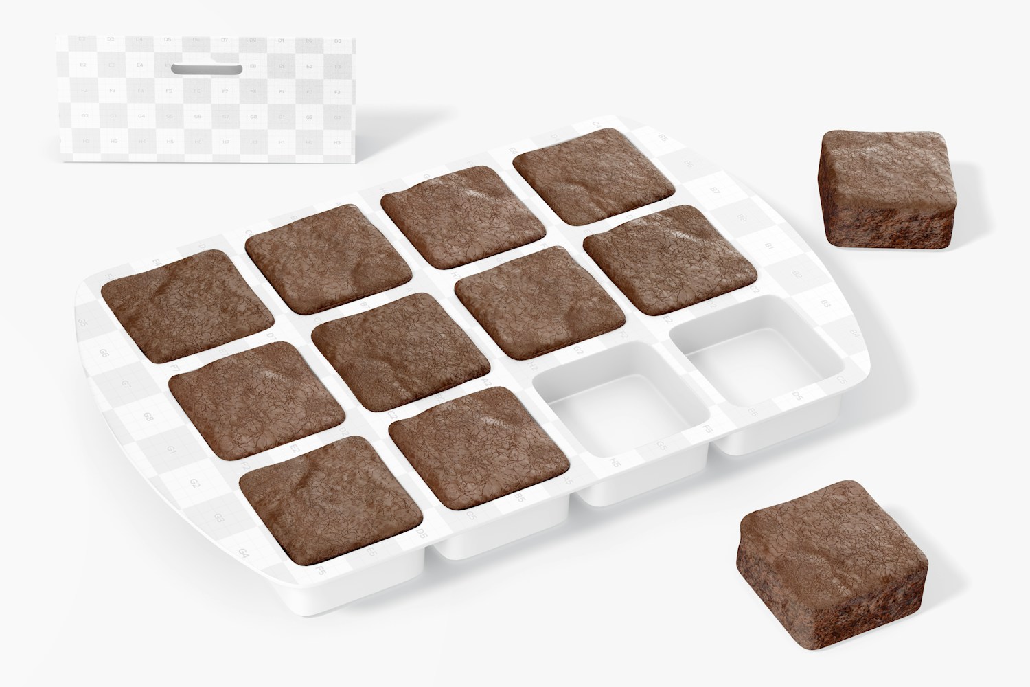 Brownie Baking Pan Mockup, Perspective Brownie Baking Pan Mockup, Perspective