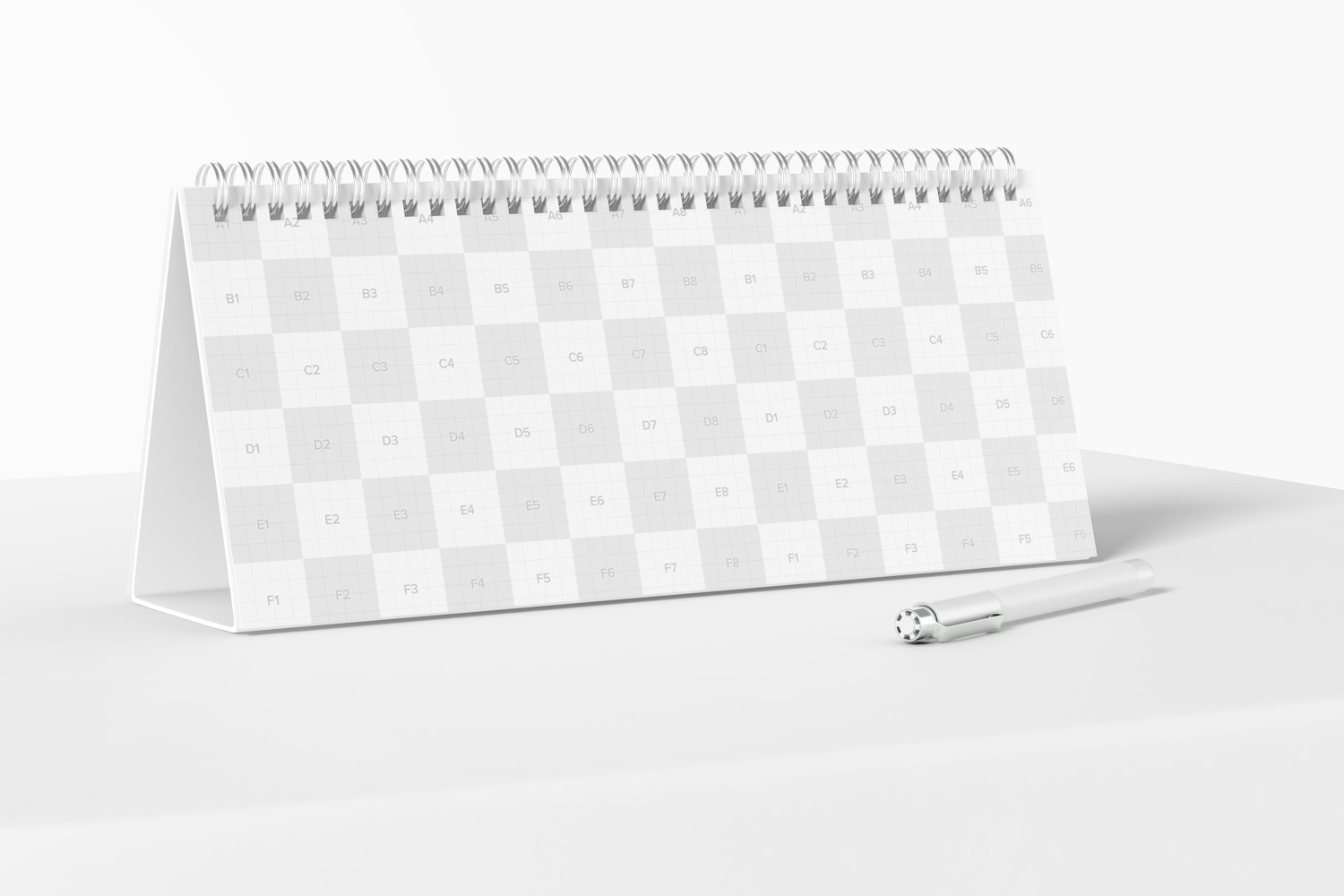 Horizontal Desk Calendar Mockup, Perspective