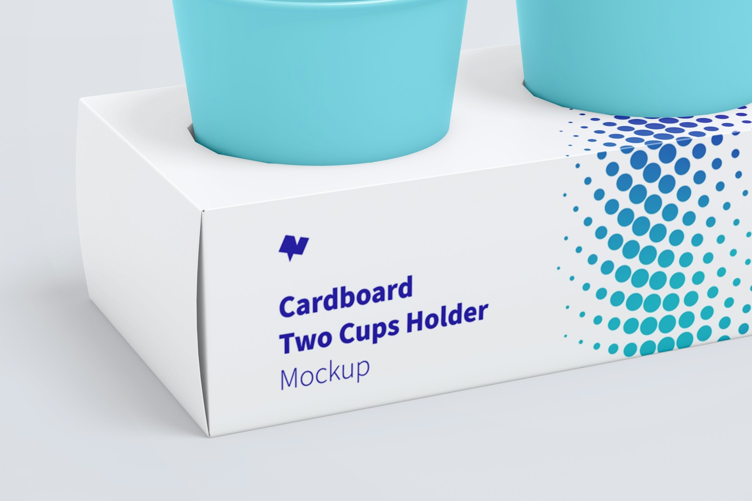 Cardboard Two Cups Holder Mockup, Close Up