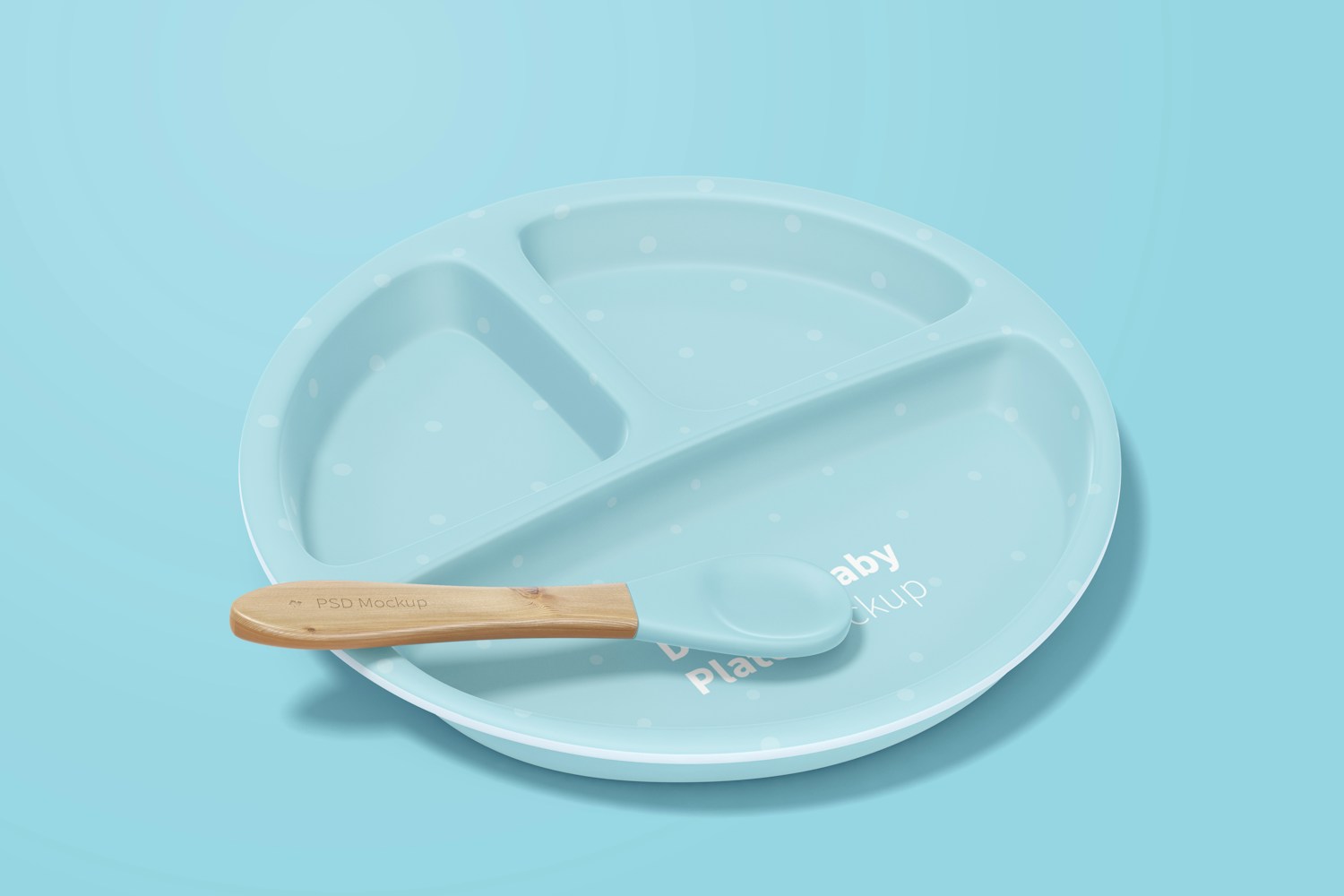 Silicone Divided Baby Plate Mockup, Top View Silicone Divided Baby Plate Mockup, Top View