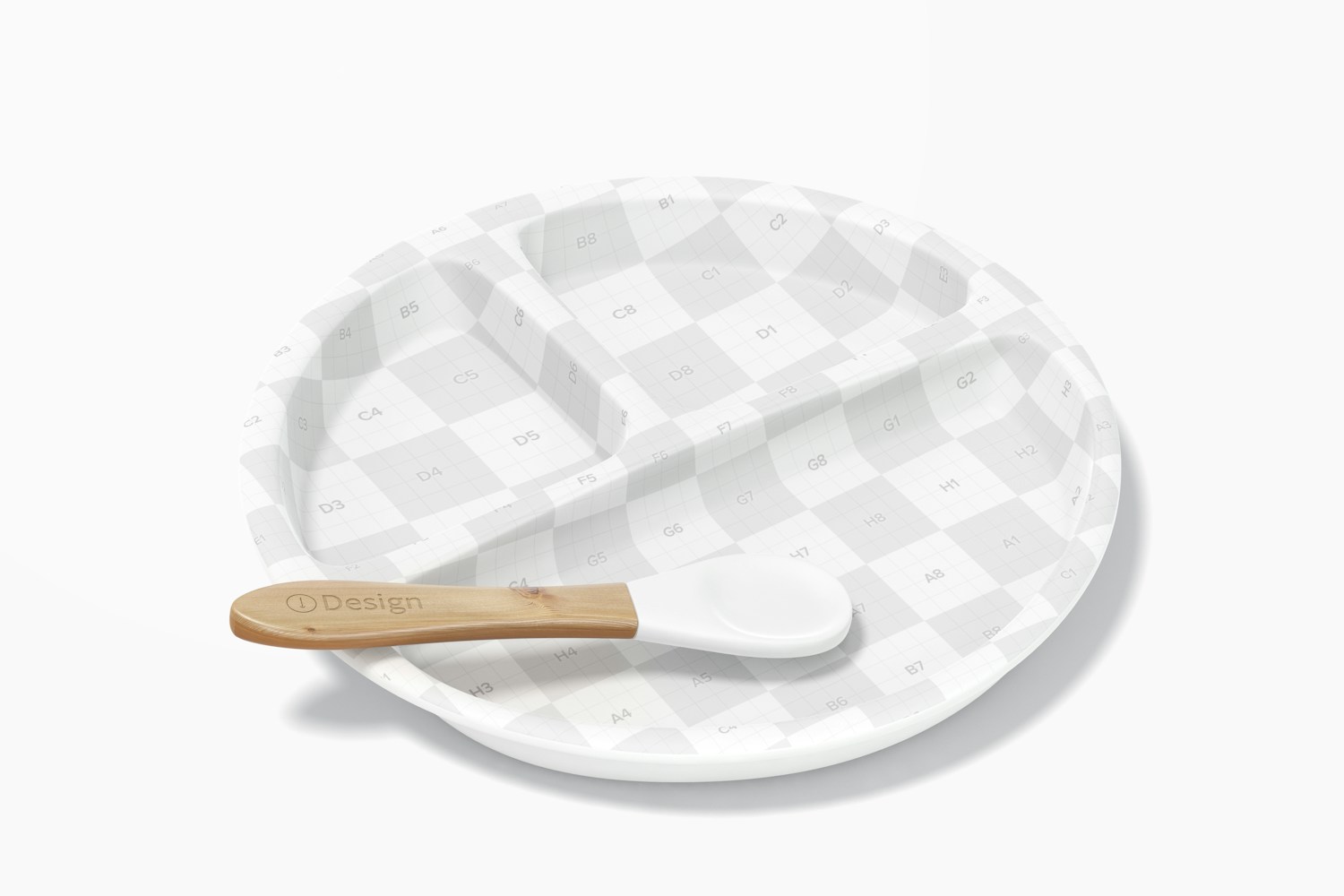 Silicone Divided Baby Plate Mockup, Top View Silicone Divided Baby Plate Mockup, Top View